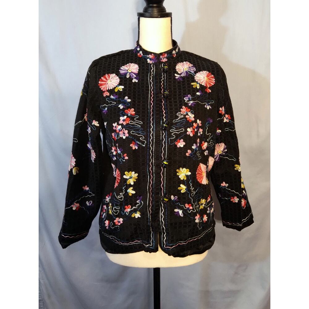 Draper's & Damon's Petites Floral Embroidered Jacket